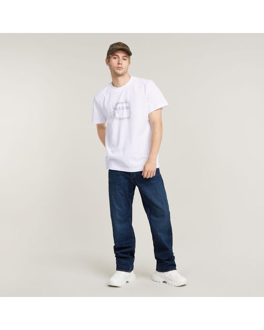 G-Star RAW Stitch Burger Logo Loose T-Shirt in White für Herren