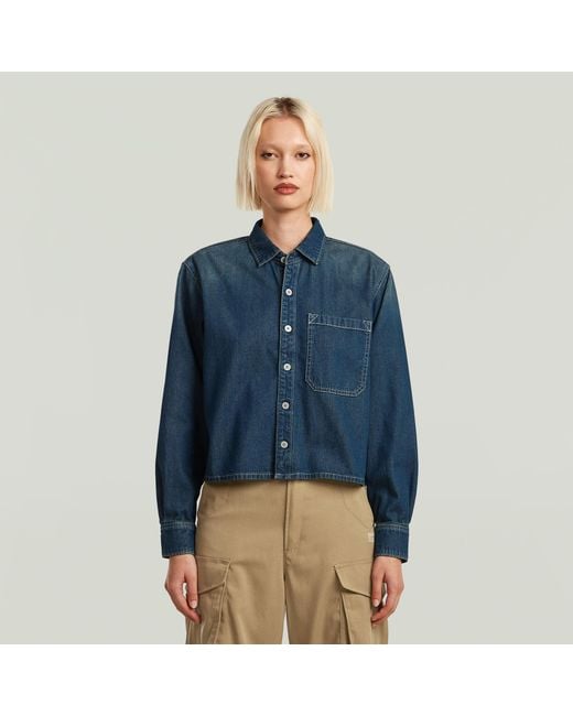 G-Star Women's Blue Boxy Relaxed 1-Pocket Shirt