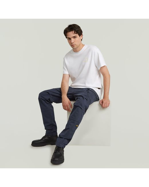 G-Star Blue Roxic Zip Straight Tapered Pants for men