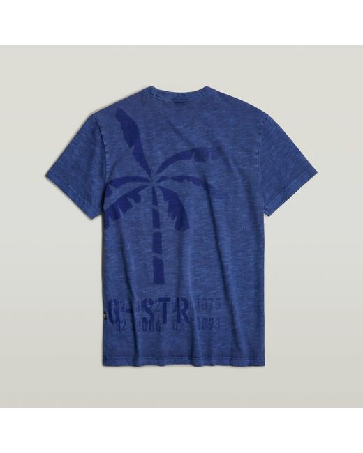 T-Shirt Musa Stencil Pigment Dye G-Star RAW pour homme en coloris Blue