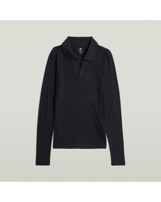 G-Star Blue Ribbed Slim Poloshirt