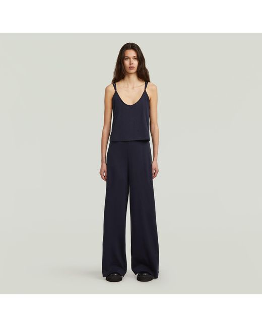 G-Star Blue Spaghetti Strap Loose Jumpsuit