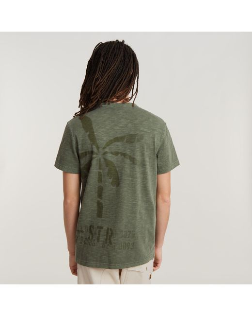 G-Star RAW Musa Stencil Pigment Dye T-Shirt in Green für Herren