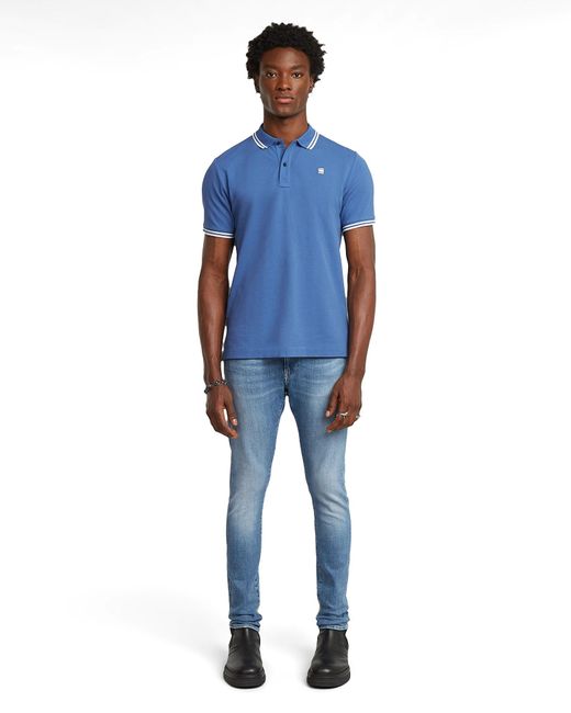 G-Star Blue Dunda Slim Stripe Polo for men