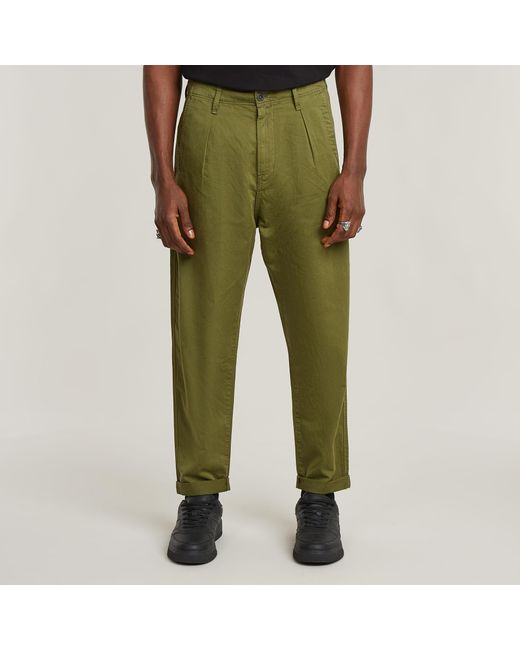 G-Star Pleated Chino Relaxed Tapered Jeans in het Green voor heren