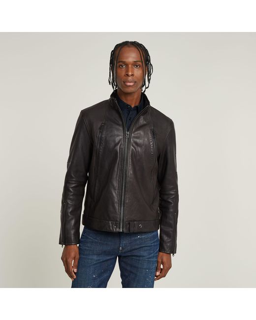 G-Star Biker Leather Jacket in Black for Men | Lyst