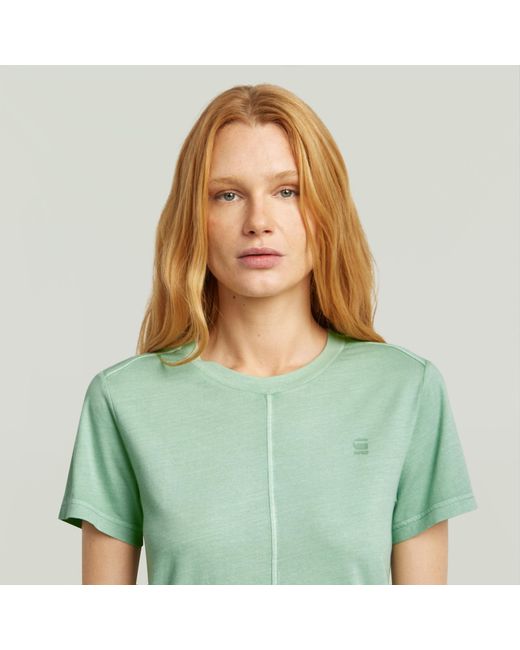 G-Star Green Overdyed Front Seam T-Shirt