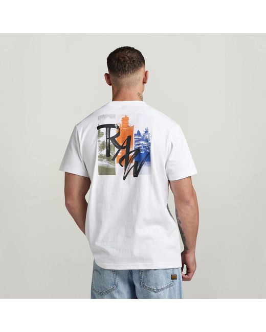 G-Star White Flight Deck Back Graphic Loose T-Shirt for men
