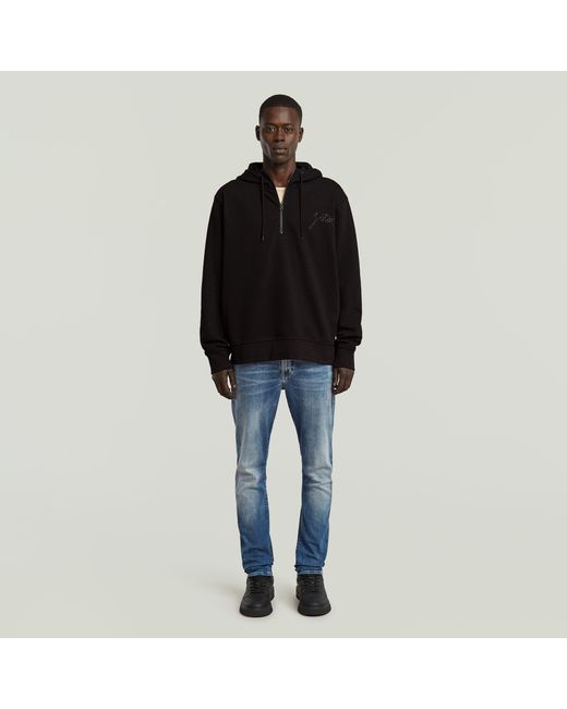 G-Star Black Script Half Zip Hoodie for men