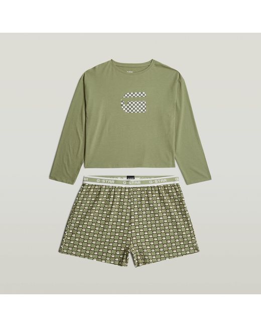 G-Star Green Tee And Short Pajamas Set