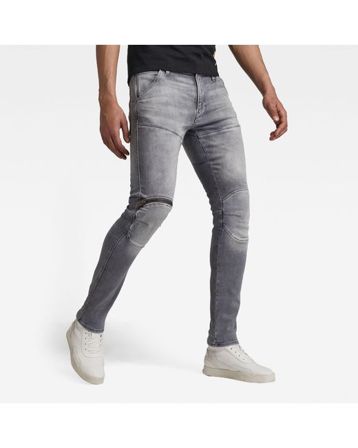 G-Star RAW Denim 5620 3D Zip Knee Skinny Jeans in Grau für Herren | Lyst DE