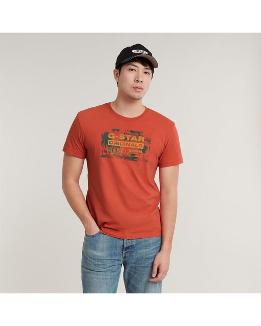 T-Shirt Framed Palm Originals G-Star RAW pour homme en coloris Red