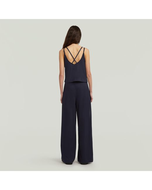 G-Star Blue Spaghetti Strap Loose Jumpsuit