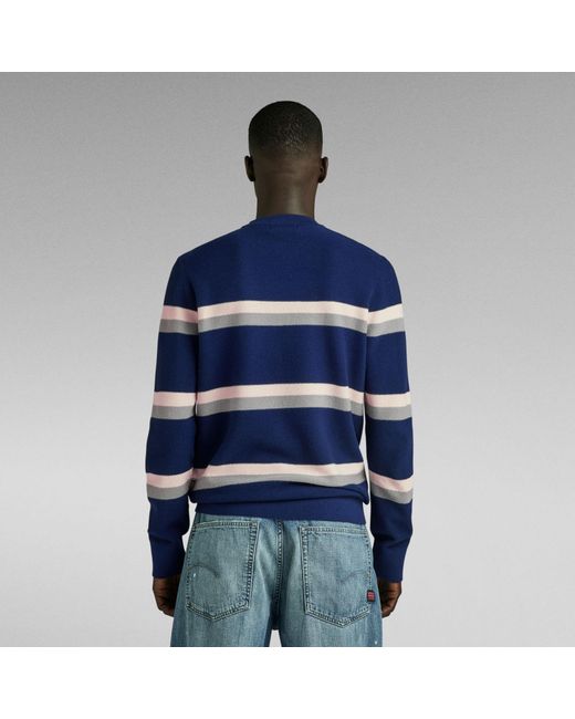 G-Star RAW Stripe Knitted Pullover in Blue für Herren
