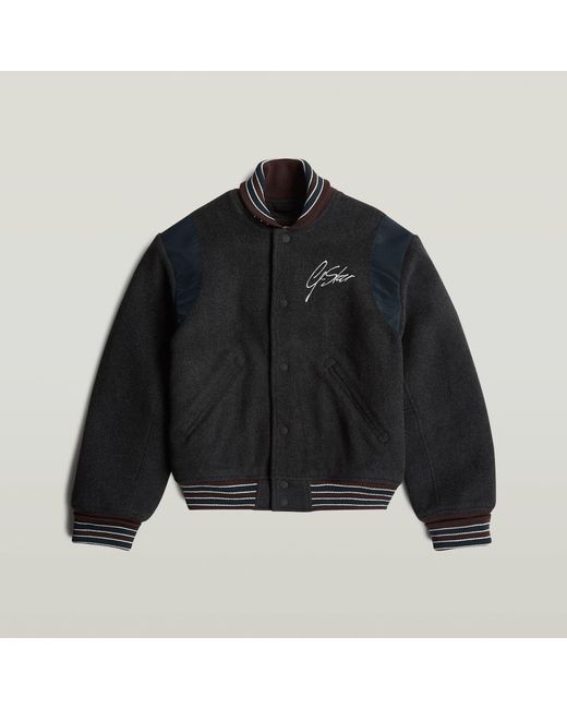 G-Star Black Cropped Varsity Bomber Jacket