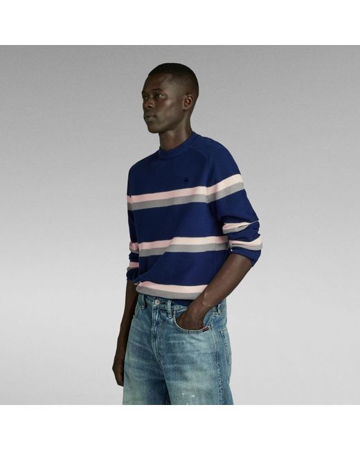 G-Star RAW Stripe Knitted Pullover in Blue für Herren