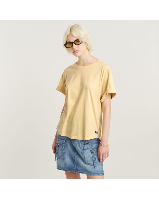 G-Star RAW Rolled Up Sleeve Boyfriend Top in het Natural