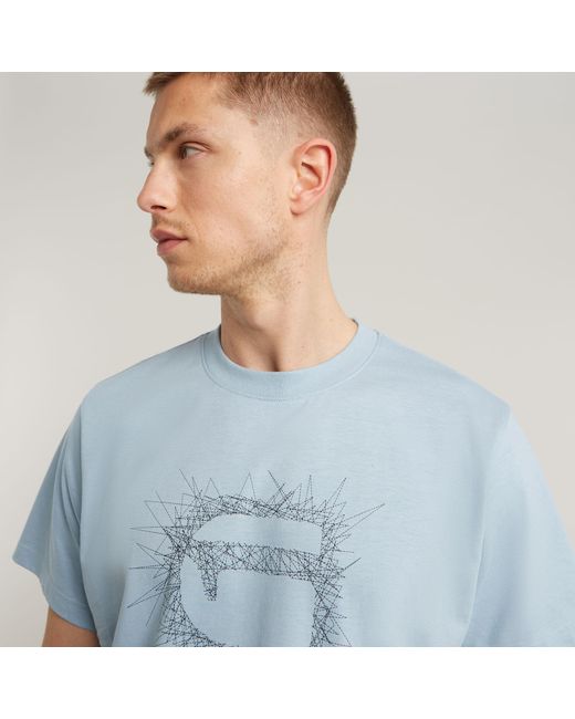 G-Star RAW Stitch Burger Logo Loose T-Shirt in Blue für Herren