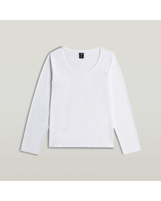 G-Star White Scoop Neck Long Sleeve T-Shirt