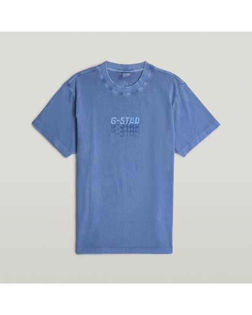 G-Star Multi Logo Overdyed Loose T-Shirt in het Blue voor heren