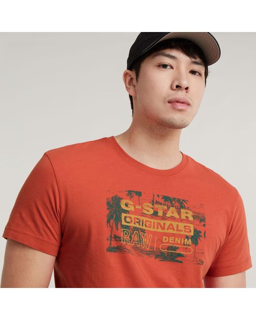 T-Shirt Framed Palm Originals G-Star RAW pour homme en coloris Red