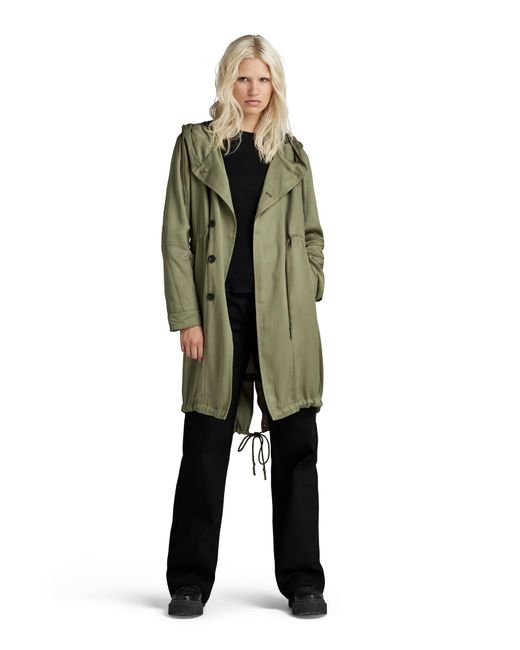 G-Star Green Fluid Fishtail Hooded Parka