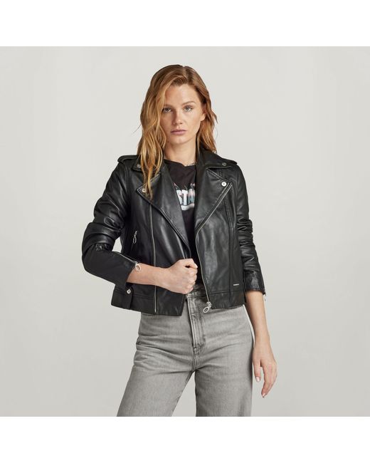 Veste Leather Biker G-Star en coloris Black