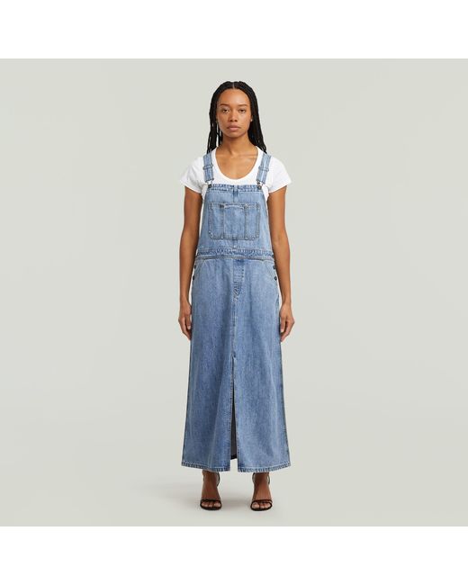 G-Star Blue Skater Maxi Dungaree Kleid