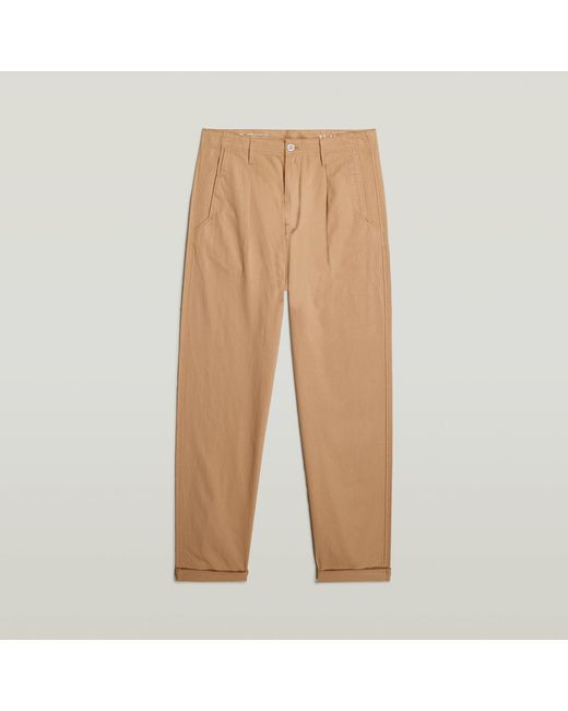 G-Star Pleated Chino Relaxed Tapered in Natural für Herren