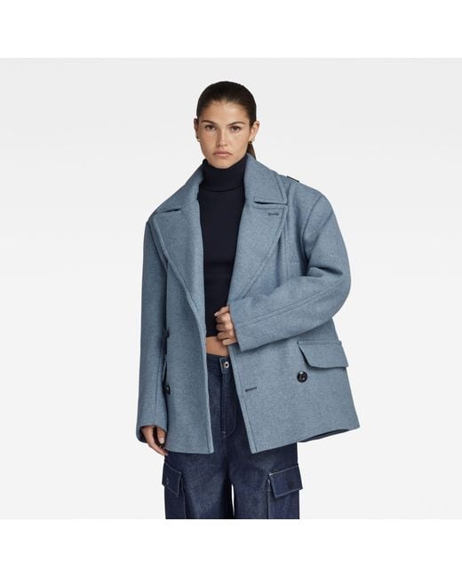 G-Star RAW Blue Premium Heavy Wool Oversized Blazer