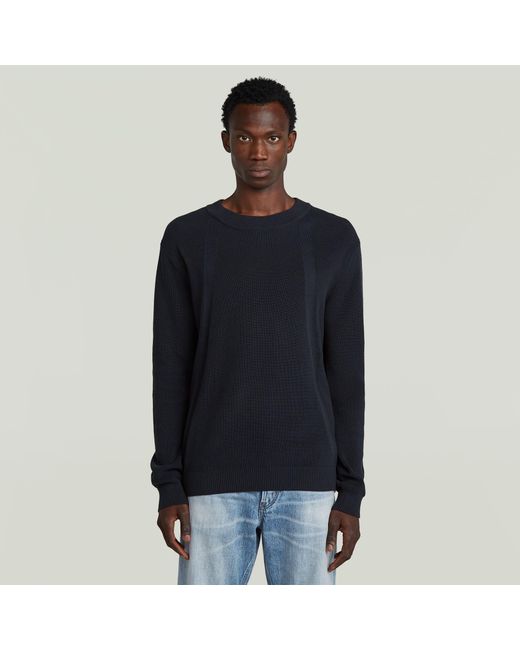G-Star Structure Ribbed Knit Pullover in Blue für Herren
