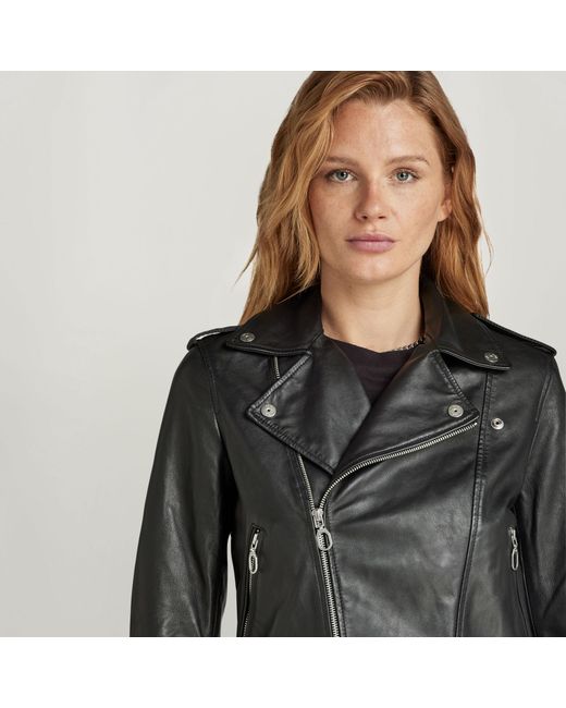Veste Leather Biker G-Star en coloris Black