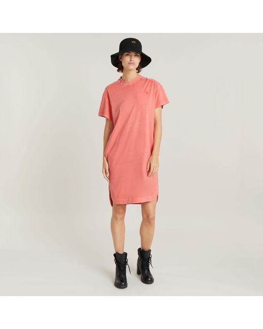 G-Star RAW Overdyed Loose T-shirt Jurk in het Red