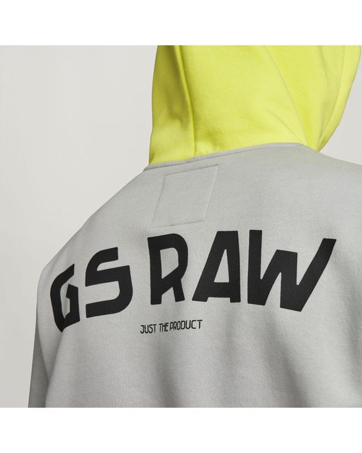 G-Star Gray Color Blocking Hooded Sweater for men