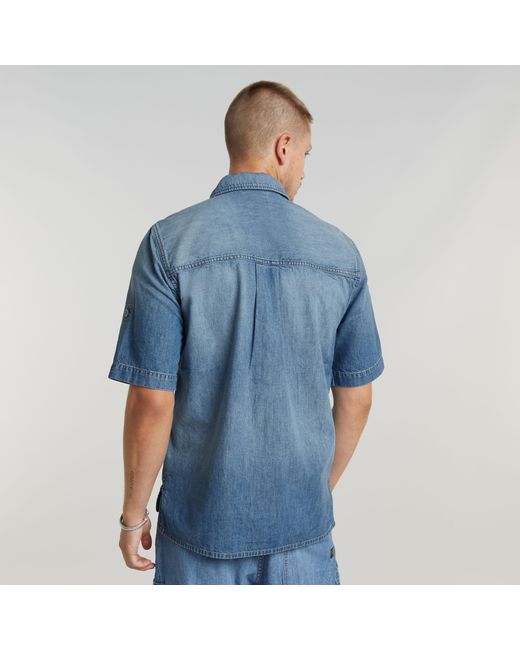 G-Star RAW Slanted Double Pocket Regular Shirt in het Blue voor heren