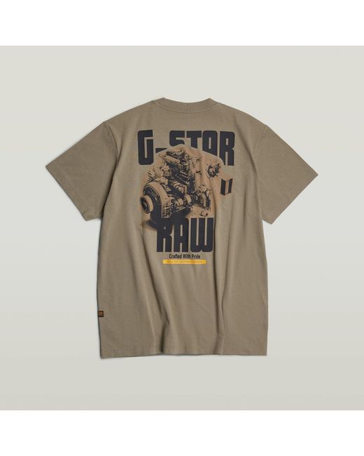G-Star RAW Engine Back Graphic Loose T-Shirt in Brown für Herren