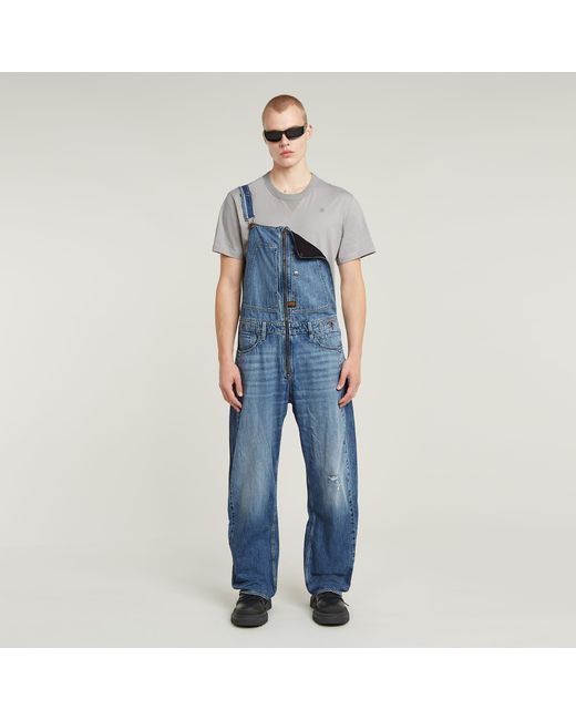 G-Star Blue Denim Dungaree 3D Loose for men