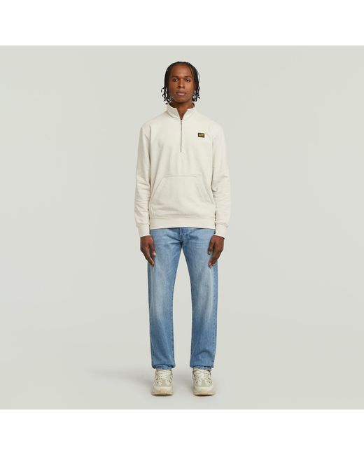 G-Star Half Zip Sweater Label Badge in het Natural voor heren