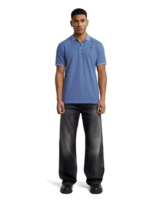 G-Star Blue Dunda Overdyed Slim Polo for men