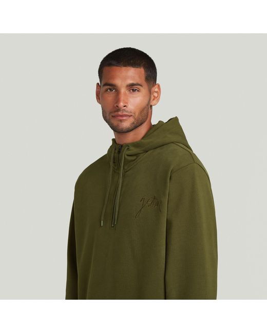 G-Star Green Script Half Zip Hoodie Sweater for men