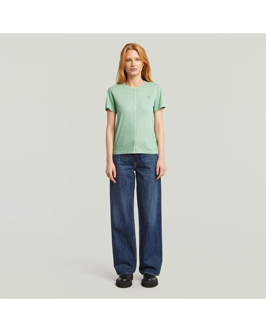 G-Star Green Overdyed Front Seam T-Shirt