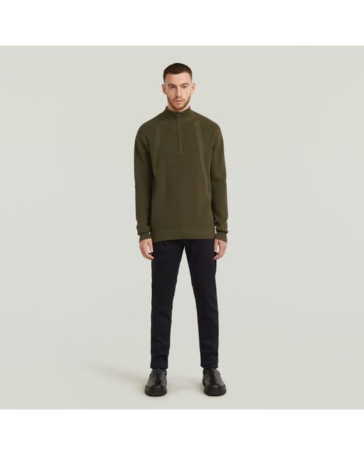 G-Star Green Structure Half Zip Knit for men
