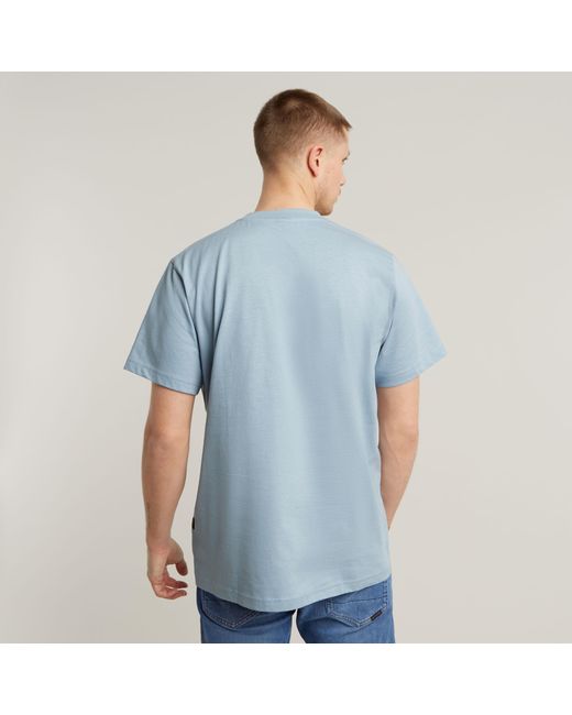 G-Star RAW Stitch Burger Logo Loose T-Shirt in Blue für Herren