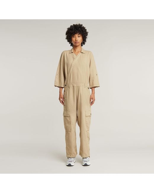 G-Star Wrap Jumpsuit in het Natural