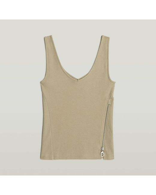 G-Star Asymmetrical Zip Slim Tanktop in het Green