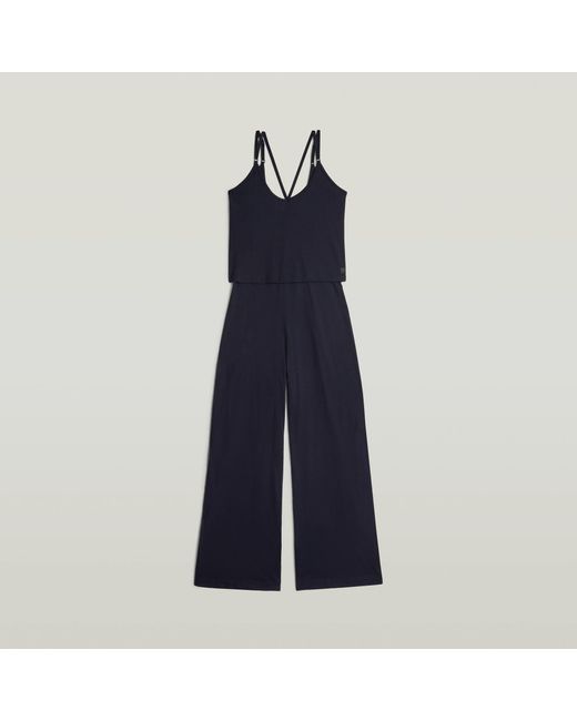 G-Star Blue Spaghetti Strap Loose Jumpsuit