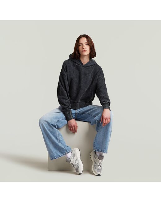 G-Star Black Washed A Line Script Hoodie Sweater