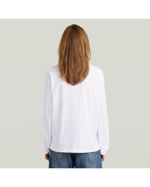 G-Star White Scoop Neck Long Sleeve T-Shirt