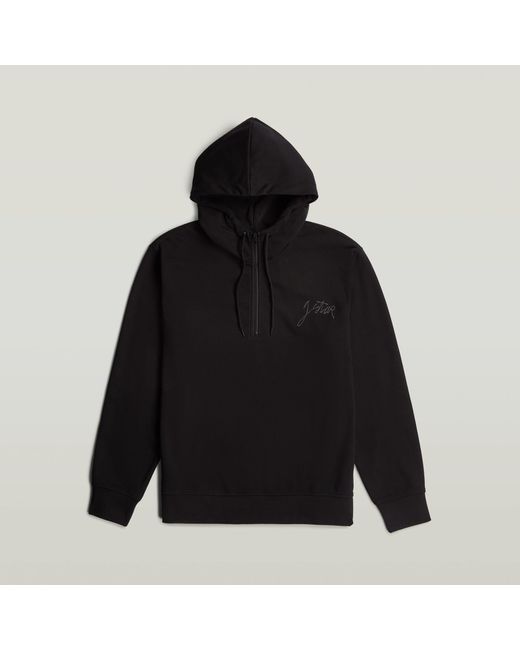 G-Star Black Script Half Zip Hoodie for men