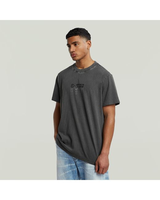 T-Shirt Multi Logo Overdyed Loose G-Star pour homme en coloris Gray